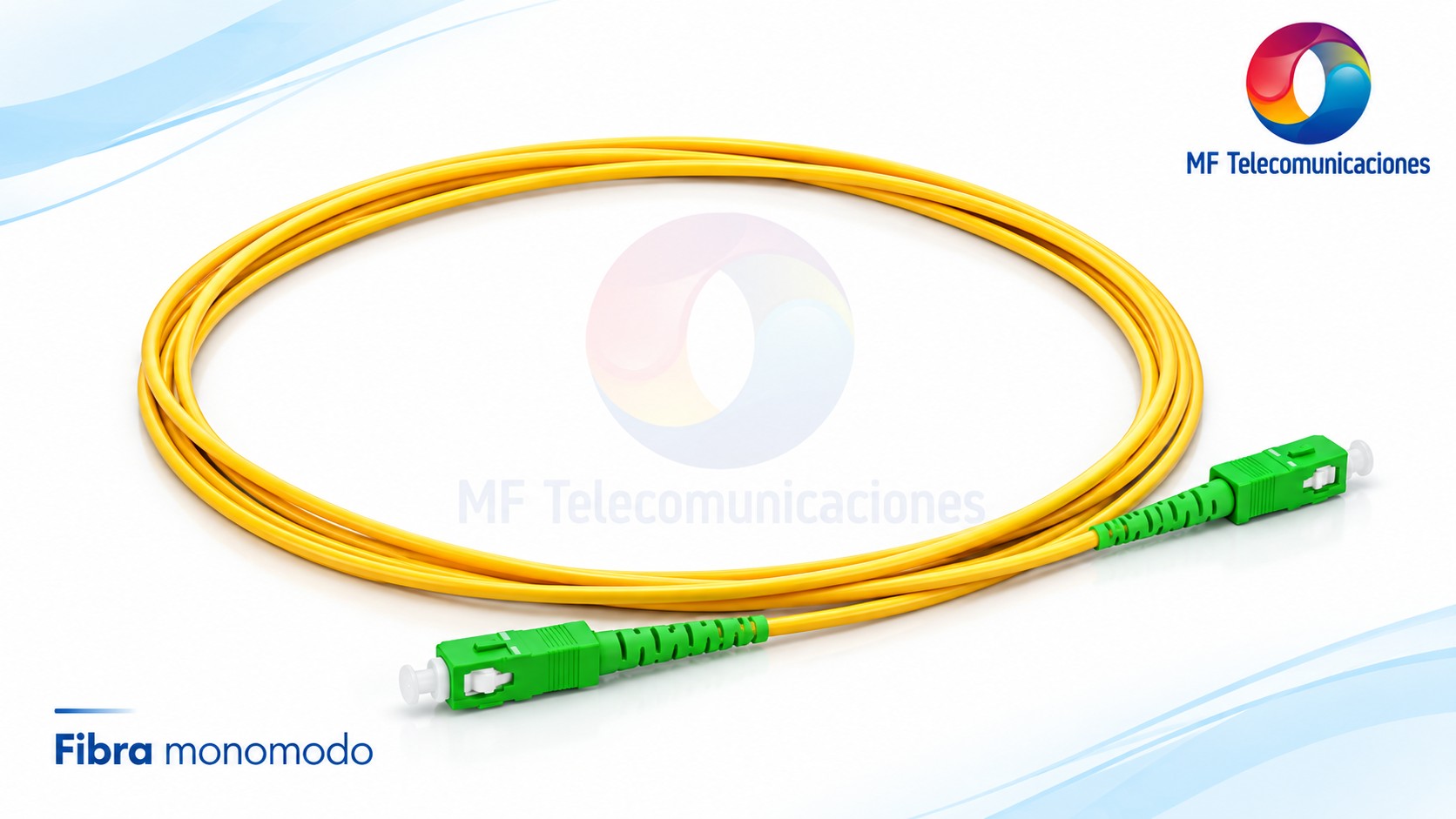 Cable de fibra monomodo con marca de agua de MF Telecomunicaciones